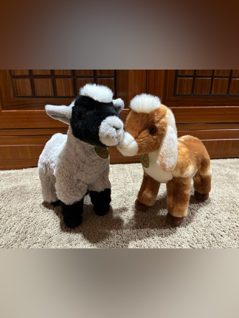 Miyoni Aurora Tots Kid Goat Plush Toy Stuffed Animal Standing 10" Nubian & Gray
